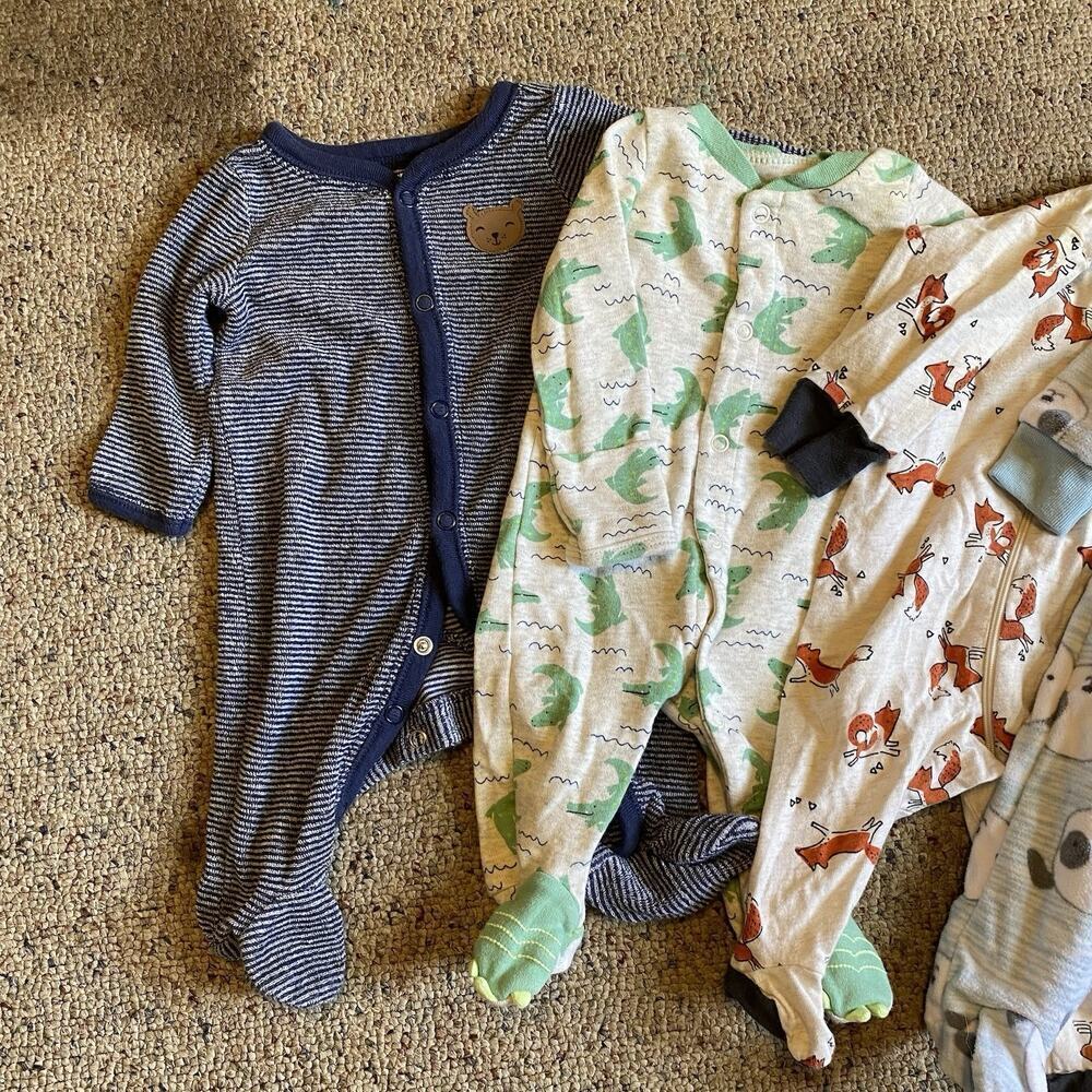 Newborn Footie Pajamas 5 Pairs, Mixed Brand’s Carters Star Wars Animals Print - Picture 2 of 4